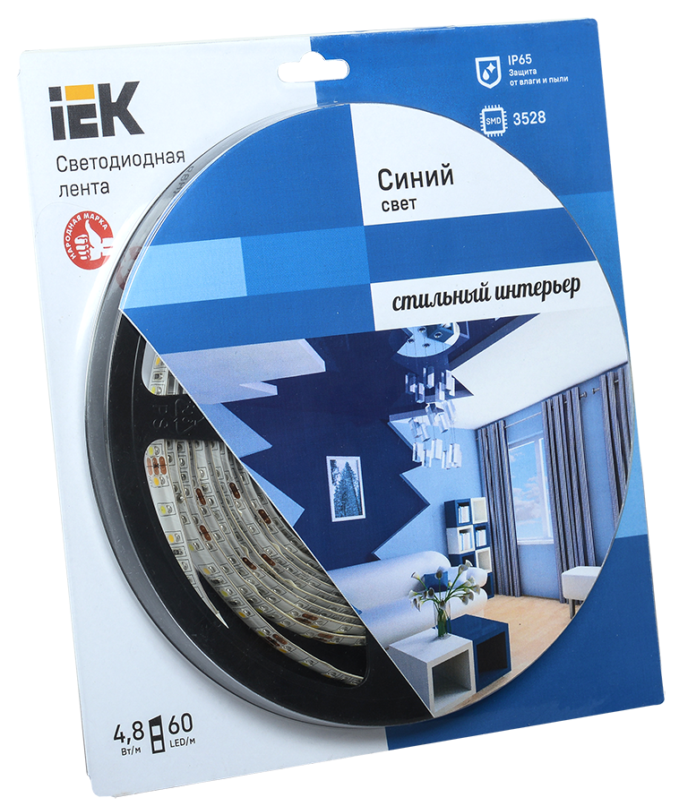 Лента светодиодная 5м блистер LSR-3528B60-4.8-IP65-12V IEK-eco