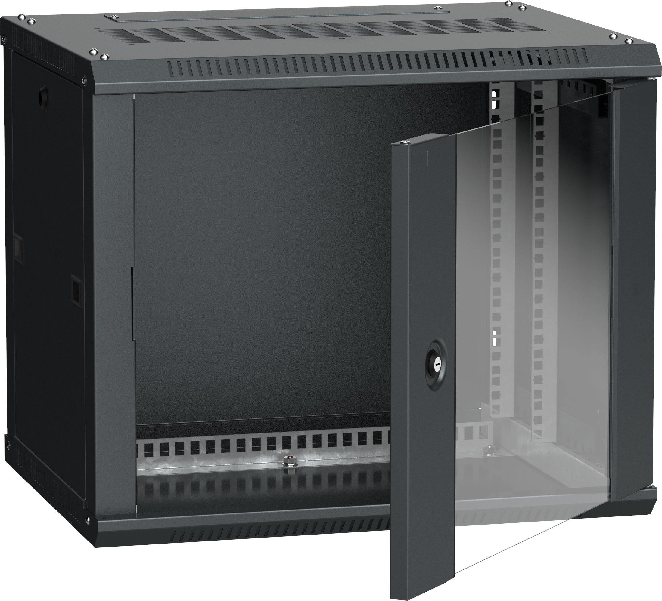 ITK Шкаф LINEA W 9U 600х450мм дверь стекло черный RAL9005