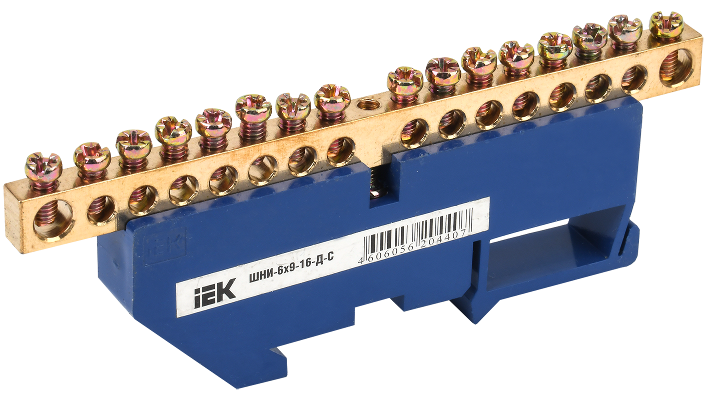 Шина N "ноль" на DIN-изол ШНИ-6х9-16-Д-С IEK
