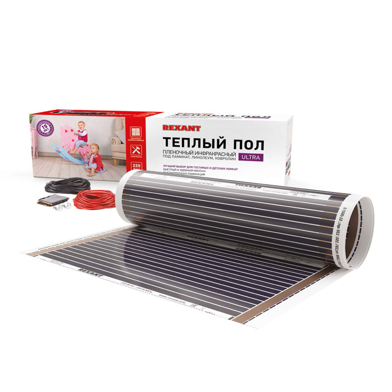 Пленочный теплый пол Ultra RXM 220 13м², 0,5х26м, 2860Вт REXANT