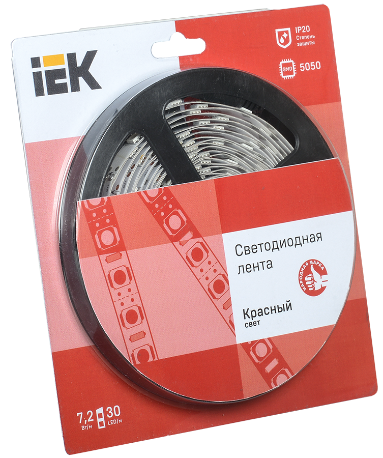 Лента LED 5м блистер LSR-5050R30-7,2-IP20-12V красный цвет IEK