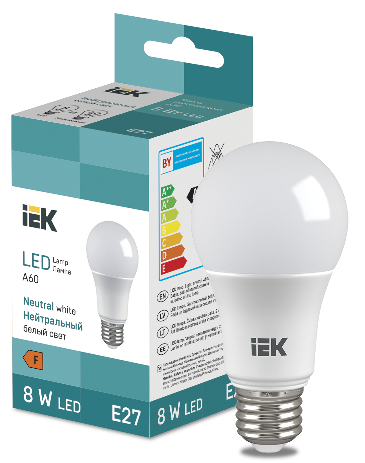 LED Bulb A60 710lm 4000K E27 IEK