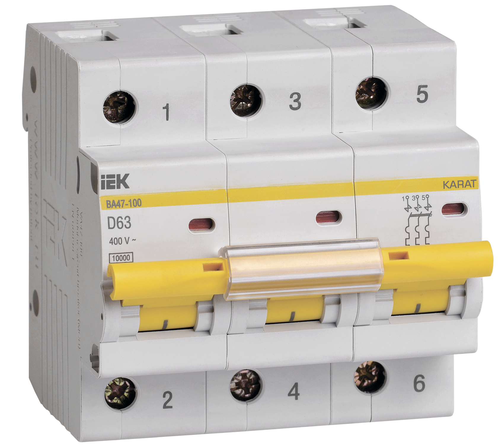 KARAT Автоматический выключатель ВА47-100 3P D 63А 10кА IEK