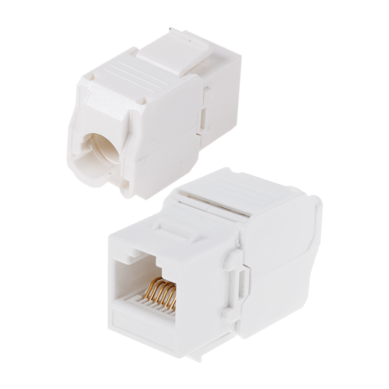 Модуль Keystone Jack RJ-45 CAT 6 неэкранированный 110 IDC тип 180 градусов, самозажимной REXANT, белый REXANT