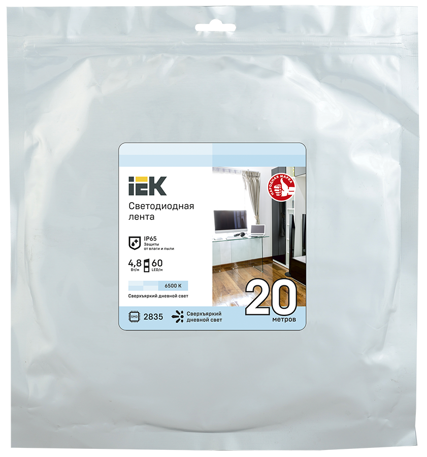 Лента светодиодная 20м LSR-2835W60-4,8-IP65-12В IEK