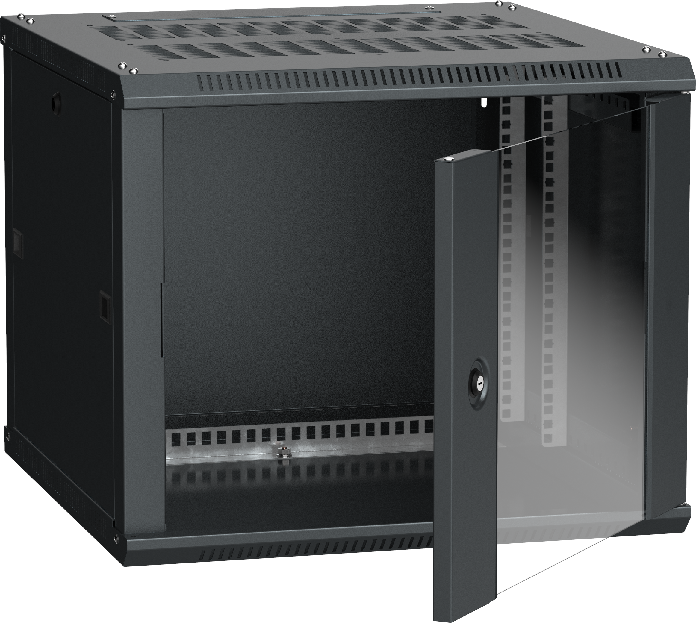 ITK Шкаф LINEA W 9U 600х600мм дверь стекло черный RAL9005