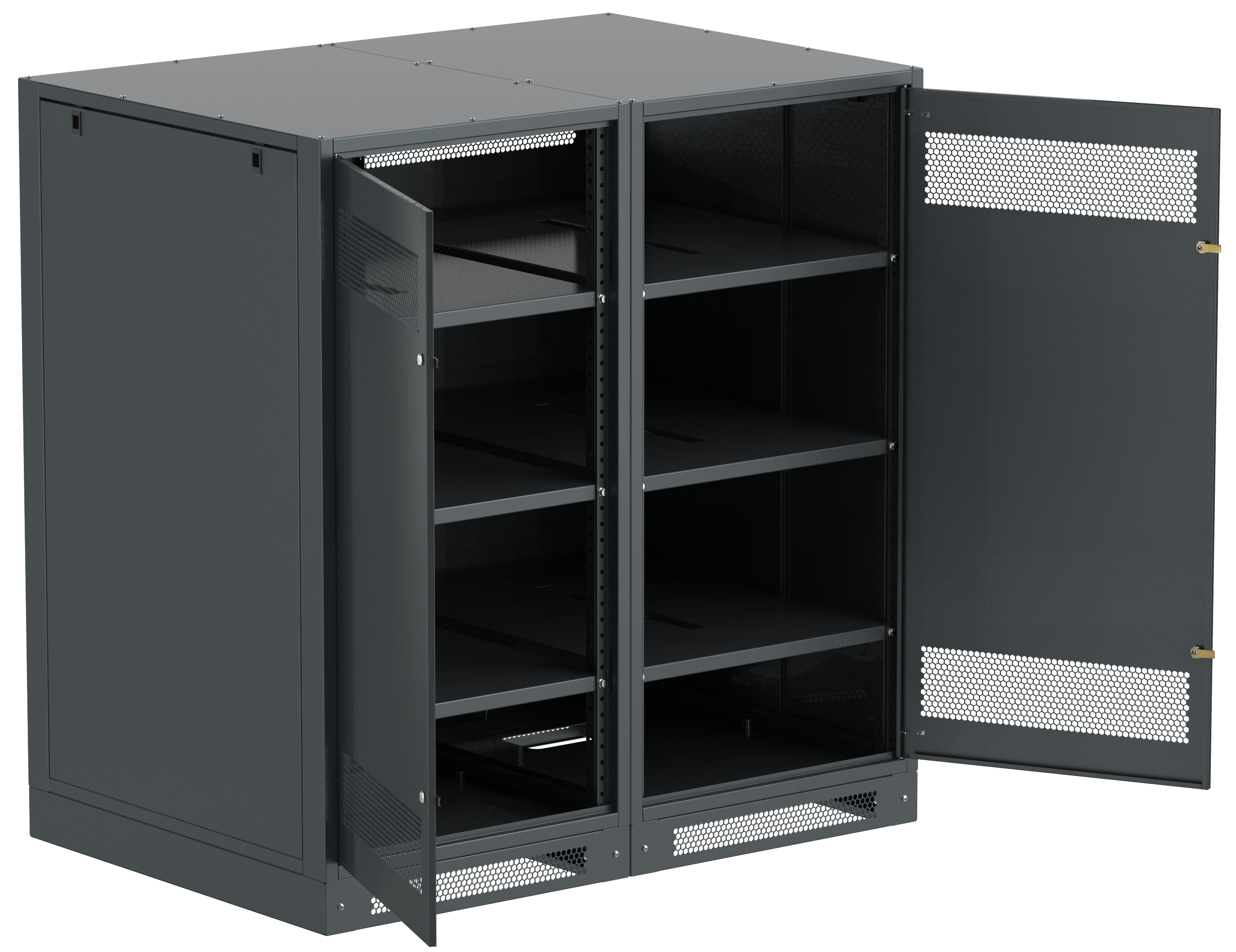 ITK LINEA B Шкаф аккумуляторный (пустой) 1450х1400х950мм двустворчатая металлическая дверь черный