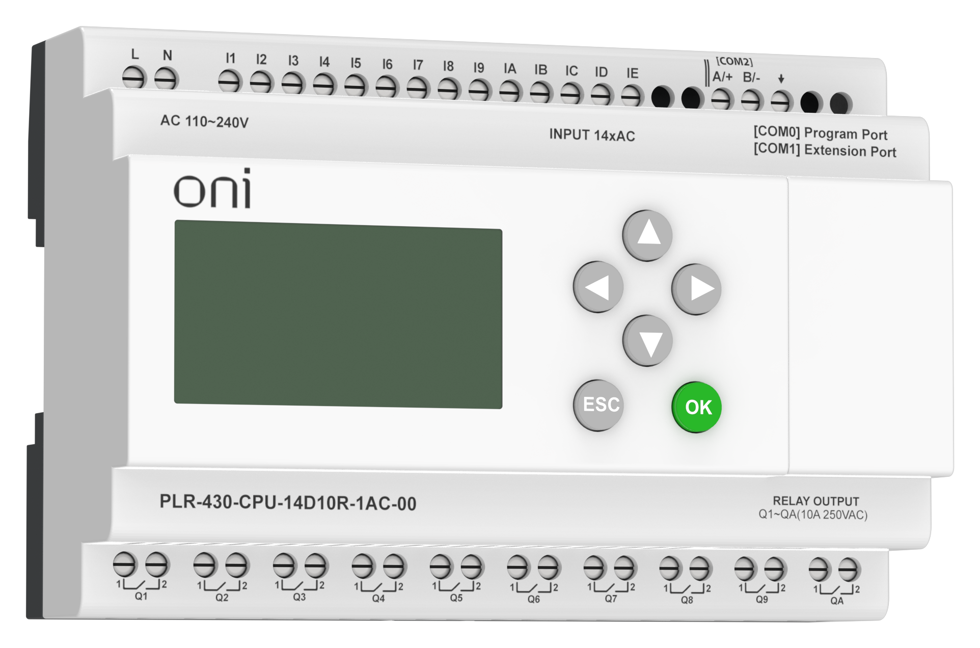 ПЛК 430 Модуль ЦПУ 14 DI 10 RO 220В AC с экраном ONI