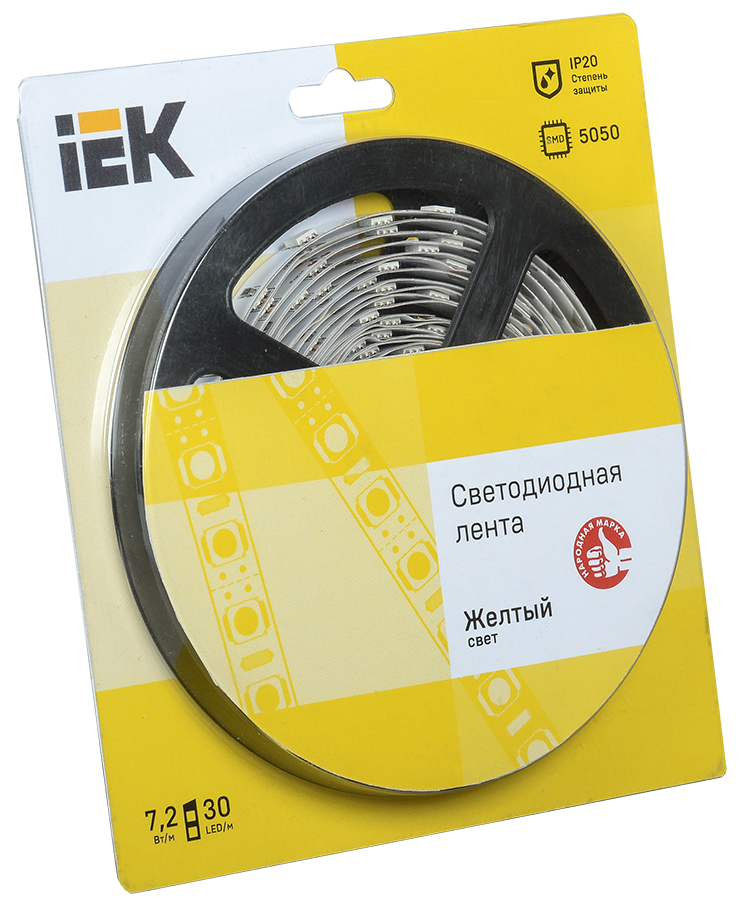 Лента светодиодная 5м блистер LSR-5050Y30-7,2-IP20-12V IEK