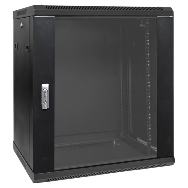 Шкаф настенный 19" TERACOM PRO 12U 600x450 мм дверь стеклянная с замком-ручкой чёрный
