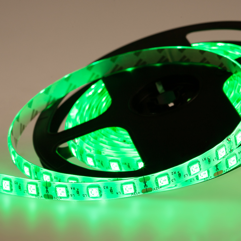 LED лента 5м  силикон, 10 мм, IP65, SMD 5050, 60 LED/m, 12 V, цвет свечения зеленый LAMPER