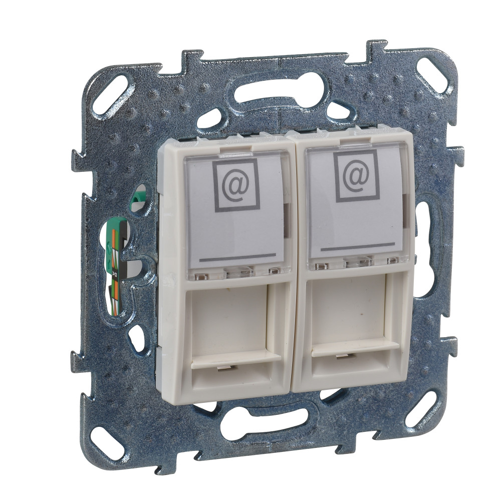 UNICA РОЗЕТКА компьютерная, RJ45, двойная, с полем для надписи, кат. 6, БЕЖЕВЫЙ