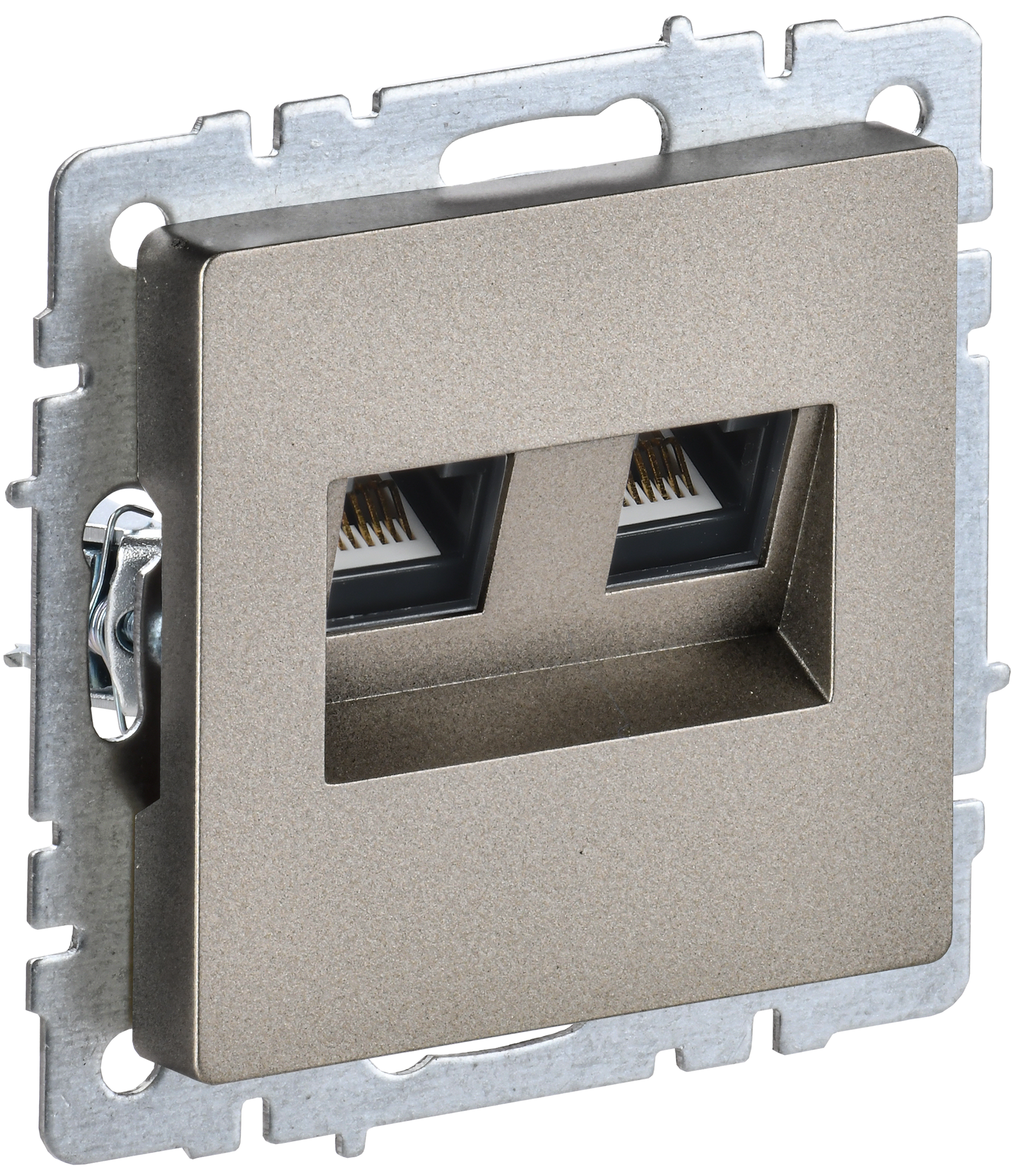 BRITE Розетка компьютерная двойная RJ45 кат.6 РК11-2-БрШ шампань IEK
