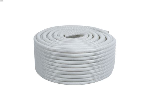 Труба гофр. ПВХ с протяжкой d16 мм (100 м) белая EKF-Plast
