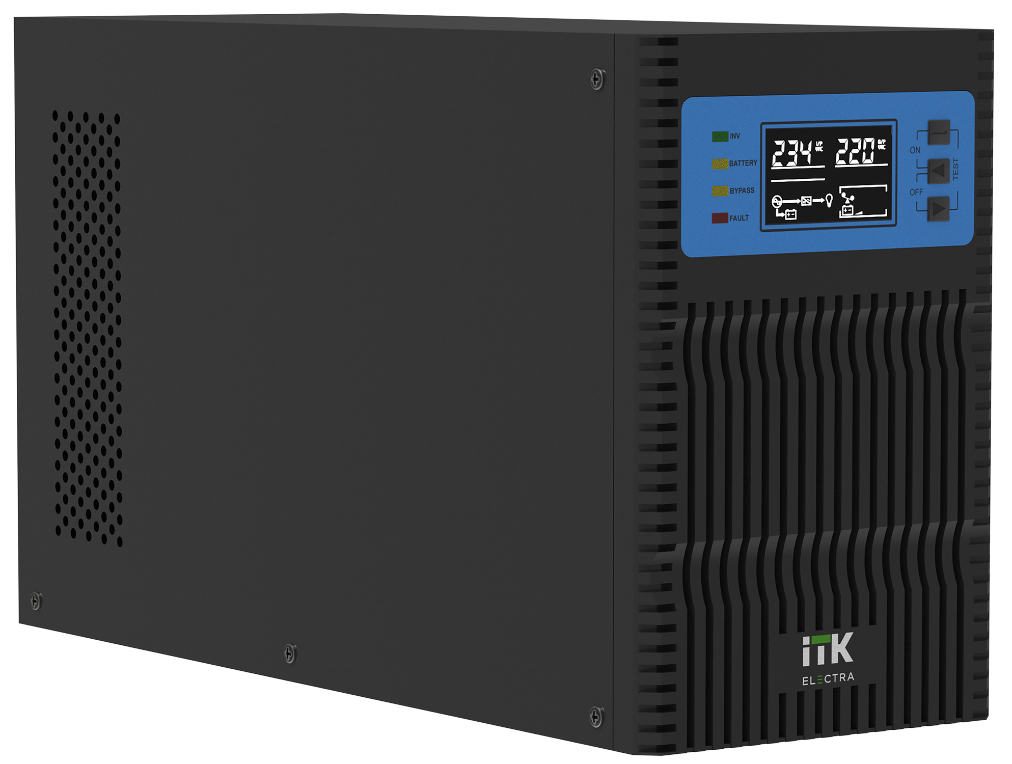 ITK ELECTRA OT ИБП однофазный онлайн 10кВА/10кВт LCD дисплей 192-240VDC клеммная колодка c АКБ 20х7AH USB EPO RS232 SNMP слот Tower