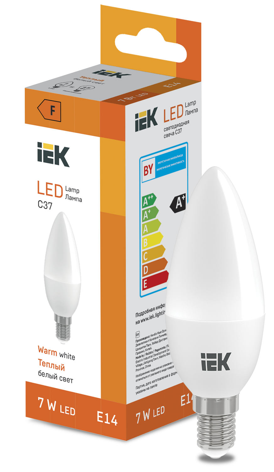 LED Candle C37 600lm 3000K E14 IEK