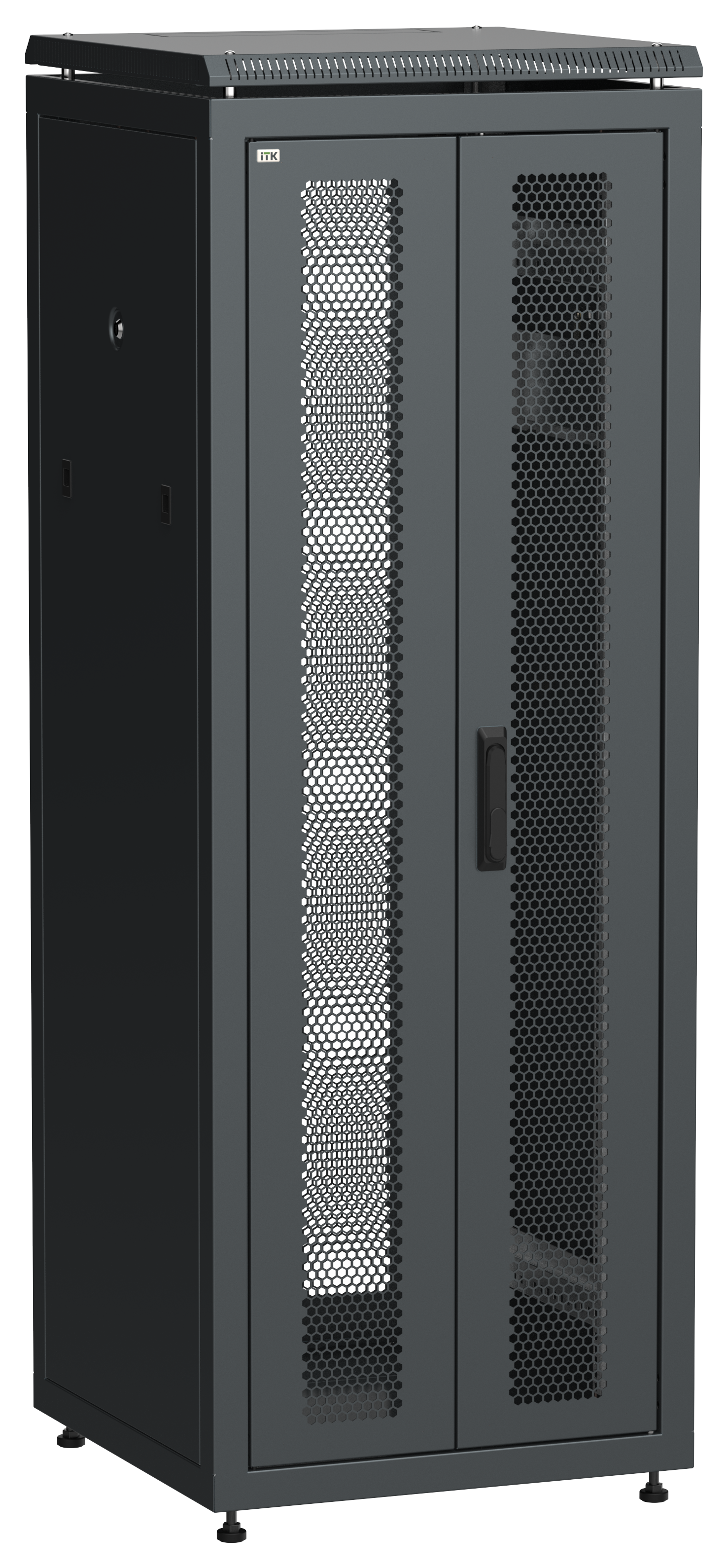 ITK LINEA N Шкаф сетевой 19" 33U 600х600мм двери передняя перфорированная задняя двустворчатая перфорированная черный