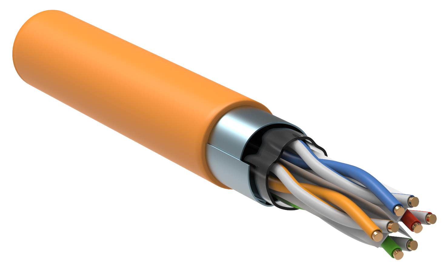 ITK Витая пара F/UTP кат.6 4х2х23AWG solid LSZH нг(А)-HF оранжевый (305м)
