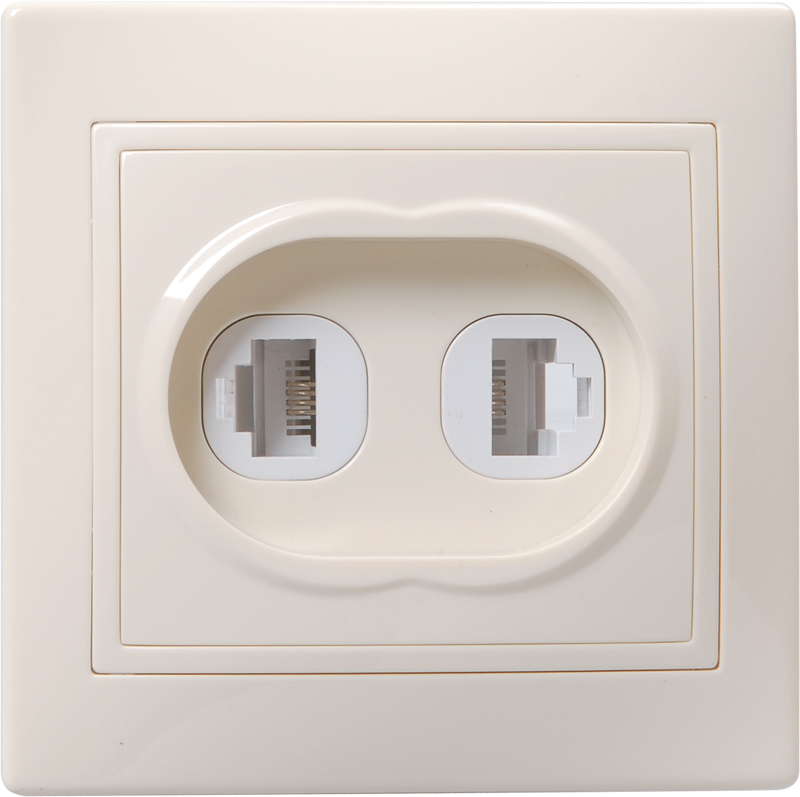 KVARTA Розетка 2-местная RJ11+RJ45 кат.5е РК/Т12-ККм кремовый GENERICA