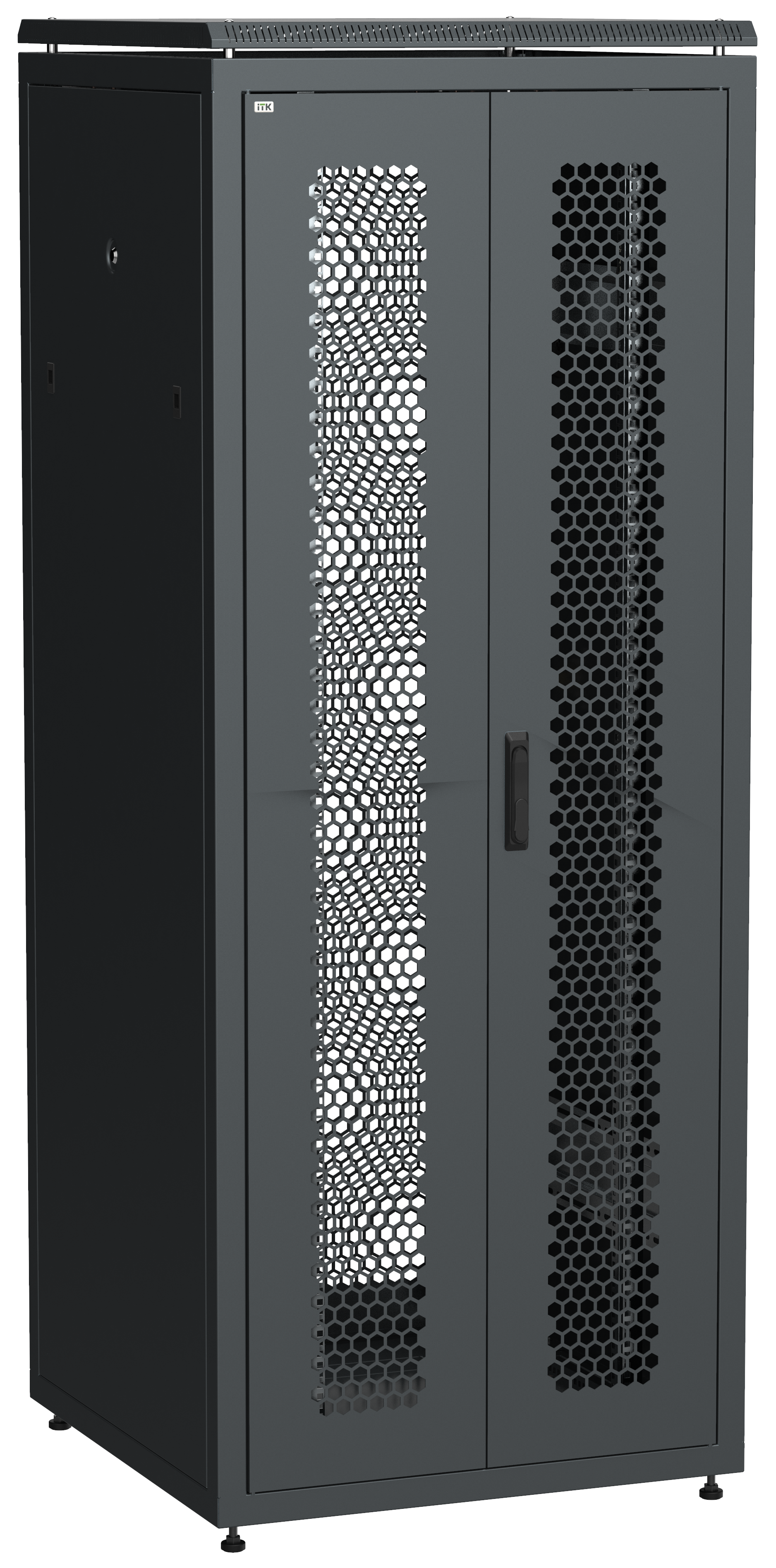ITK LINEA N Шкаф сетевой 19" 42U 800х800мм двери передняя перфорированная задняя двустворчатая перфорированная черный