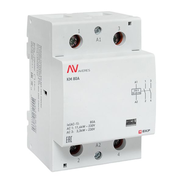 Контактор модульный КМ 80А 2NO 230В АС (3 мод.) AVERES EKF