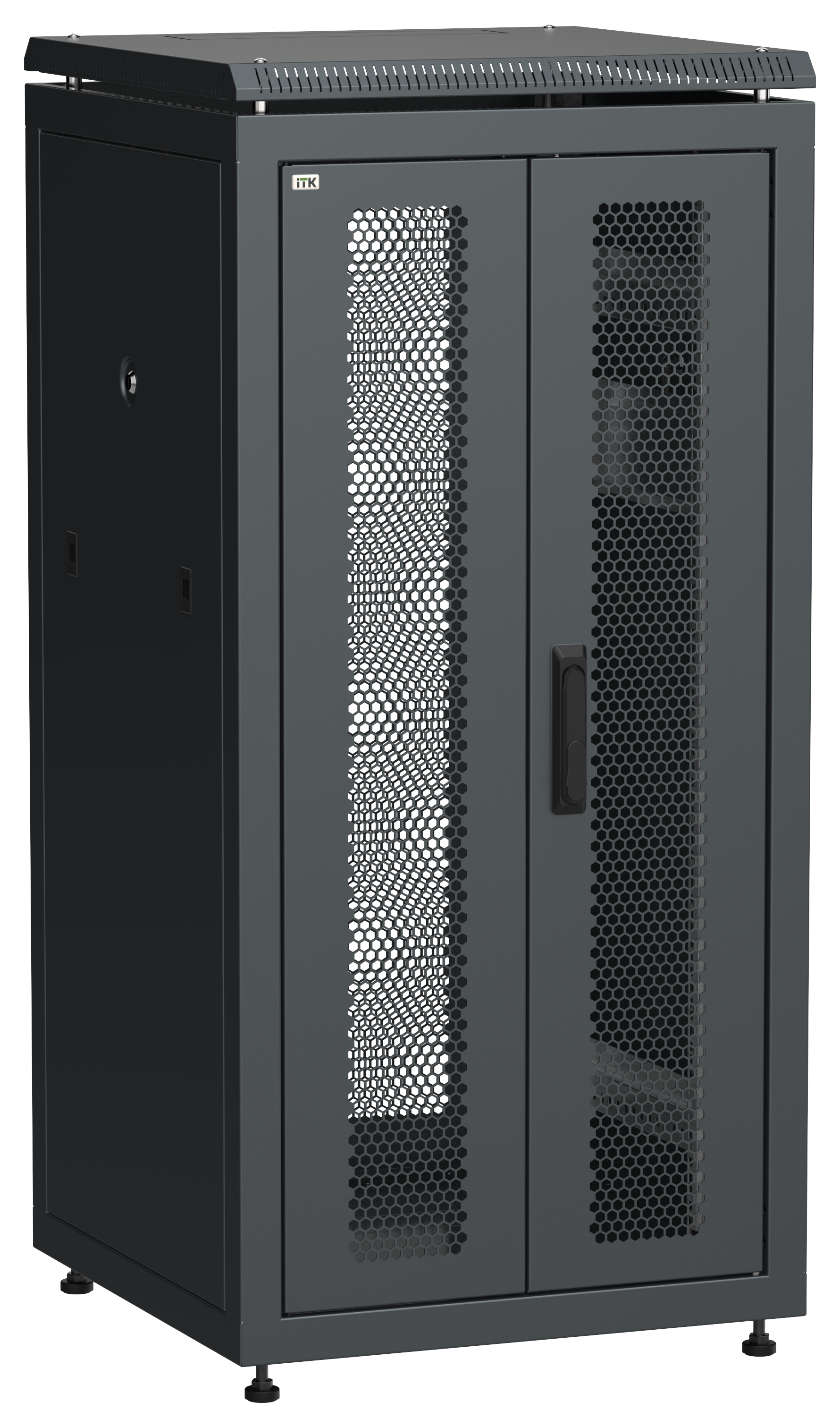 ITK LINEA N Шкаф сетевой 19" 24U 600х600мм двери передняя перфорированная задняя двустворчатая перфорированная черный