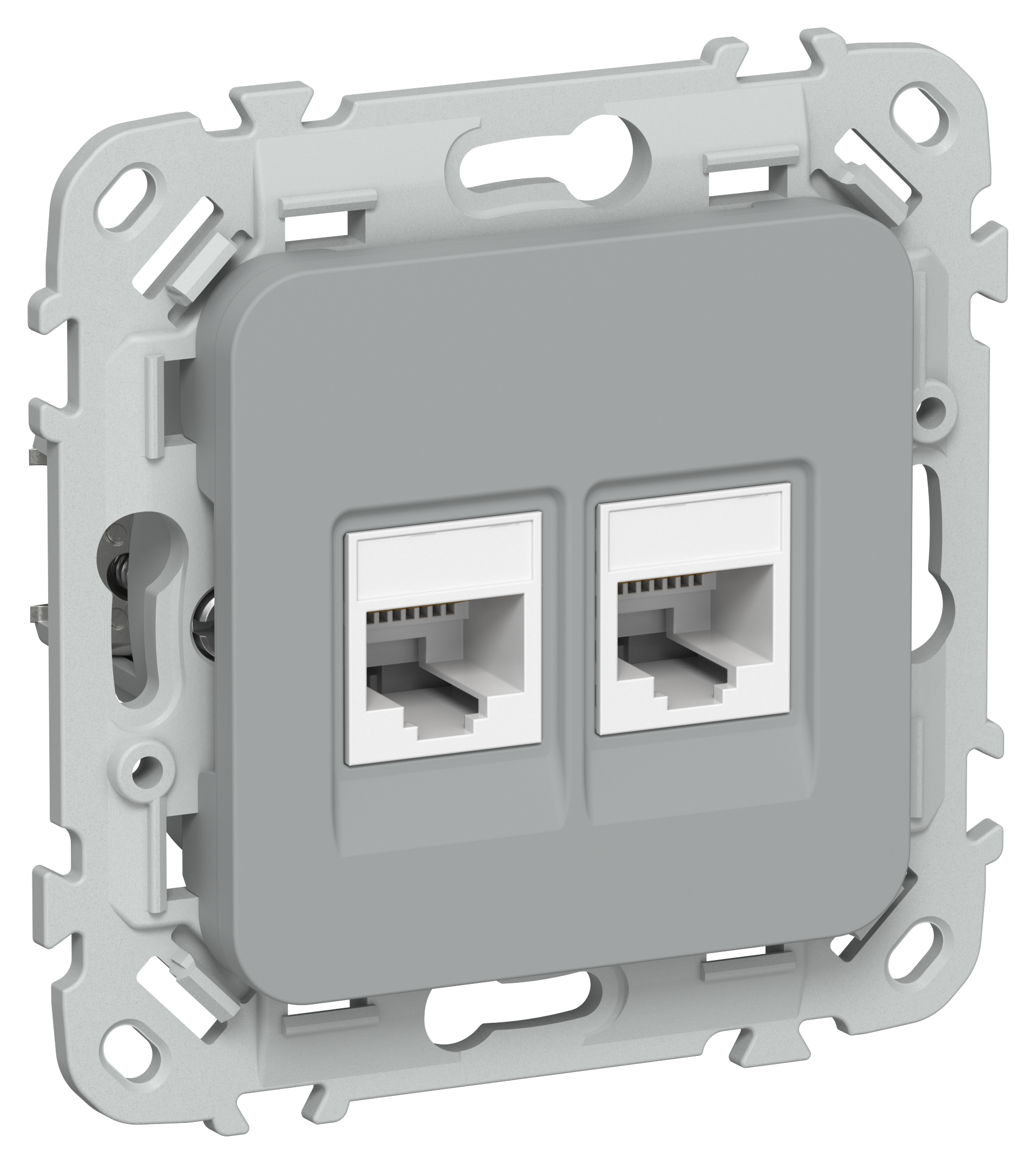 FLITE Розетка 2-местная RJ45/RJ11 категория 5Е/3 UTP РКТ5е/3-2-0-ФлС серый IEK
