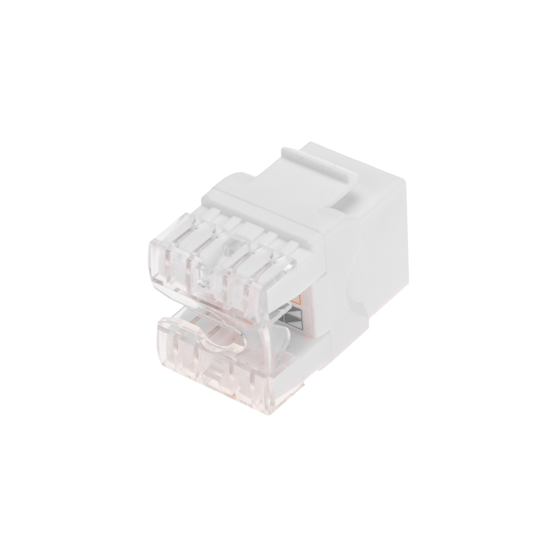 Модуль Keystone Jack RJ-45 CAT 5e неэкранированный 110 IDC тип 180 градусов, белый REXANT