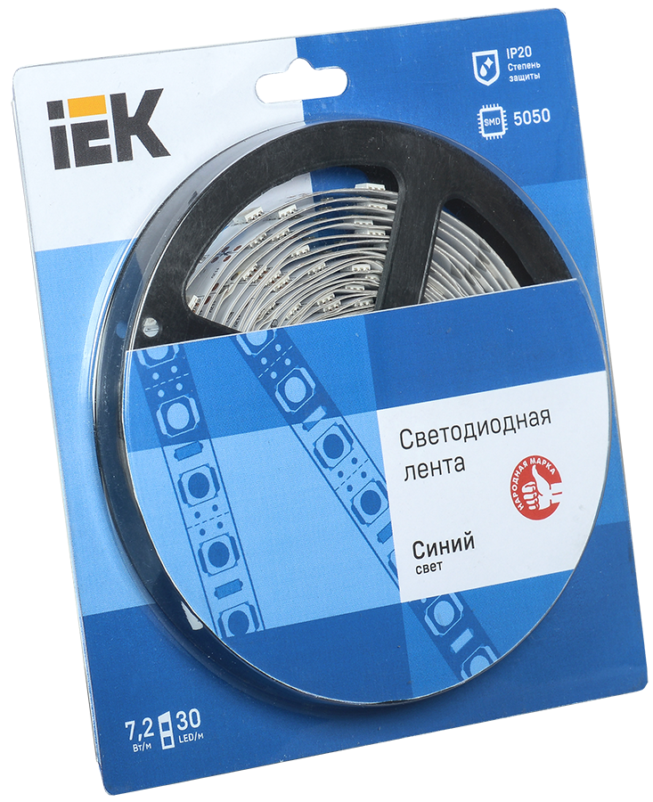 Лента светодиодная 5м блистер LSR-5050B30-7,2-IP20-12V IEK