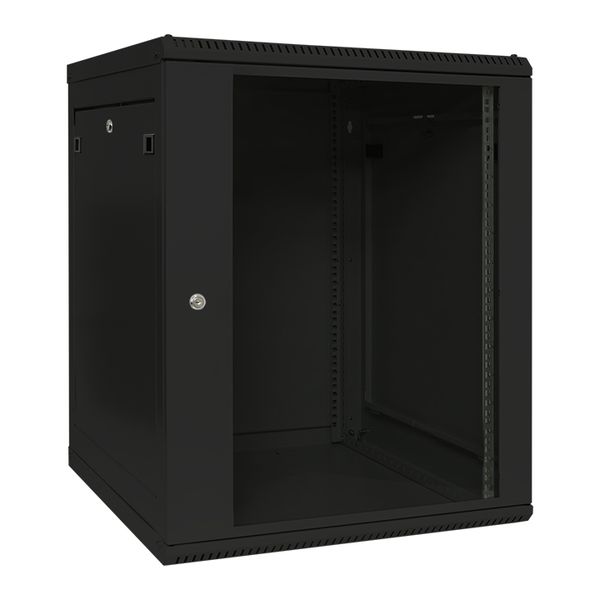 Шкаф настенный 19" TERACOM PRO 15U 600x600 мм дверь стеклянная с замком-ручкой чёрный