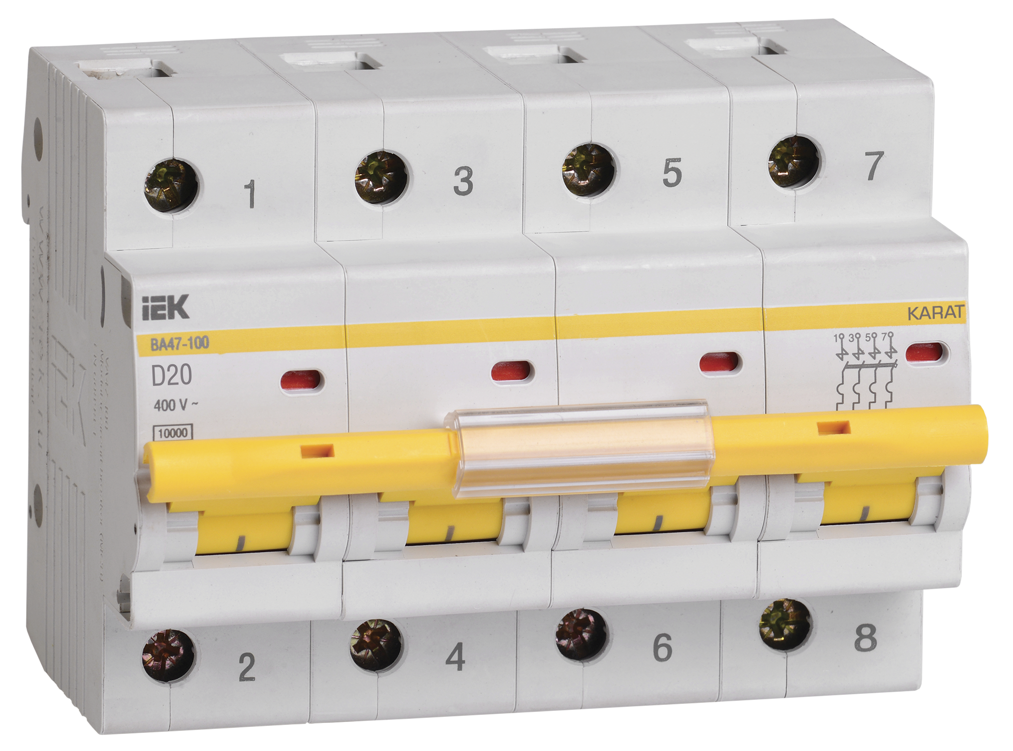 KARAT Автоматический выключатель ВА47-100 4P D 20А 10кА IEK
