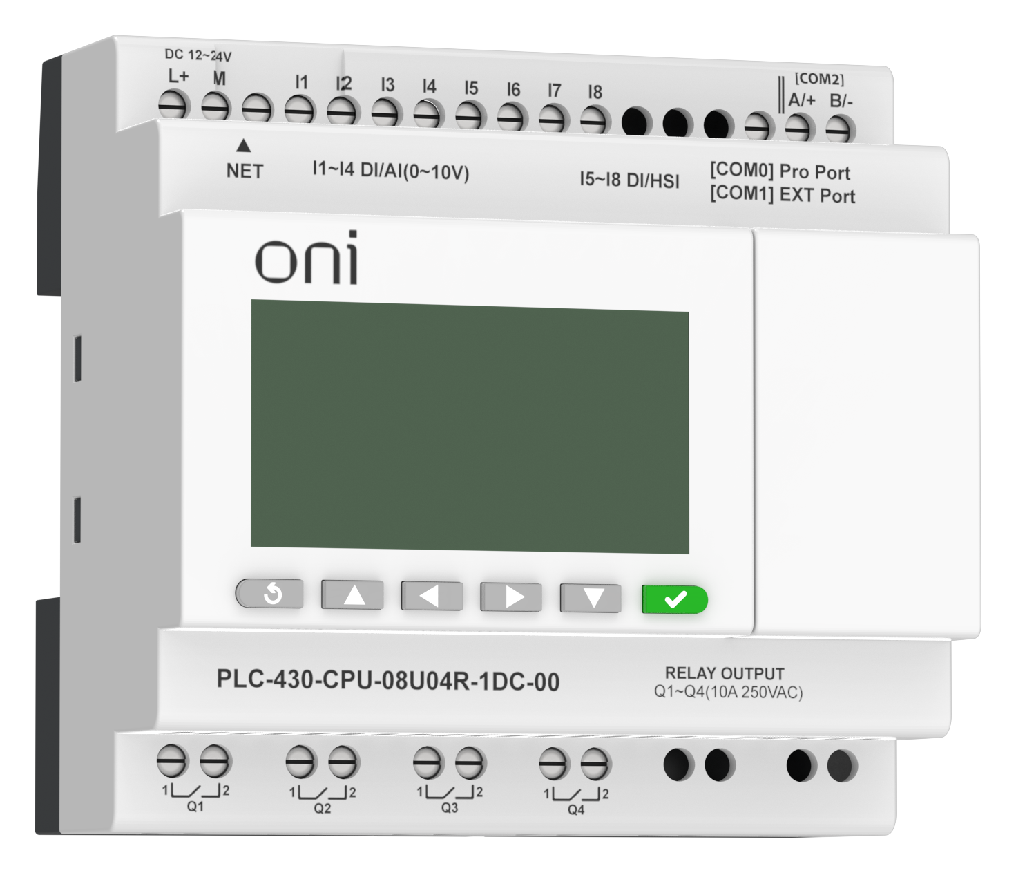 ПЛК 430 Модуль ЦПУ 4 DI 4 UI (0-10 В/DI) 4 RO 24В DC с Ethernet портом с экраном ONI