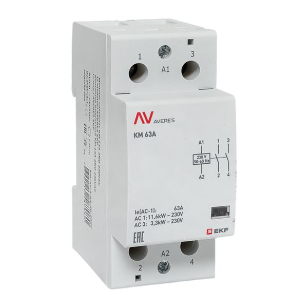 Контактор модульный КМ 63А 2NO 230В АС (2 мод.) AVERES EKF
