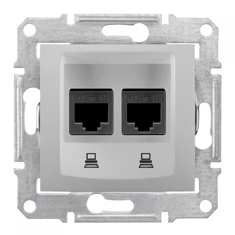 SEDNA РОЗЕТКА КОМПЬЮТЕРНАЯ RJ45, двойная, кат. 5е, неэкр. UTP, АЛЮМИНИЙ