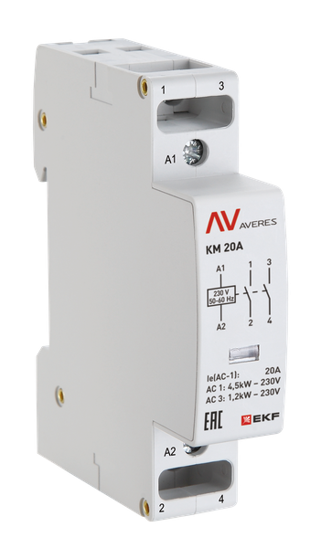 Контактор модульный КМ 20А 2NC 110В АС (1 мод.) AVERES EKF