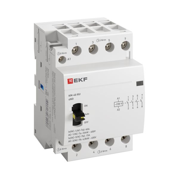 Контактор модульный КМ РУ 40А 4NO 230В АС (3 мод.) PROXIMA EKF