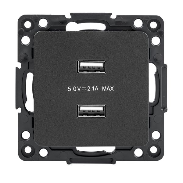 Стокгольм Механизм Розетки USB 2-местной 2,1А винтовые клеммы черный EKF