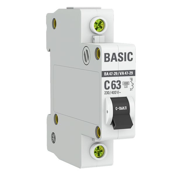 Автоматический выключатель ВА 47-29 1P 63А (C) 4,5кА BASIC