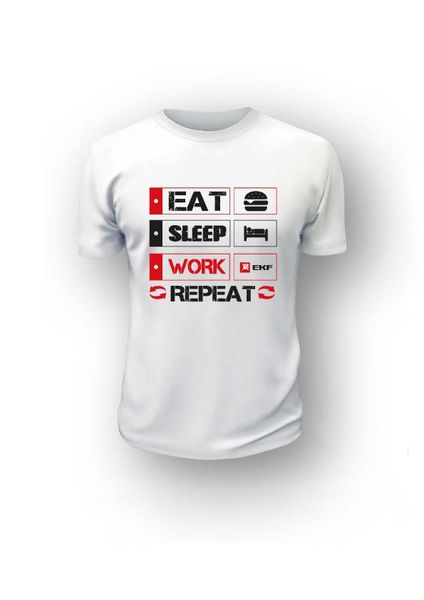 Футболка белая EAT, SLEEP, WORK XXL