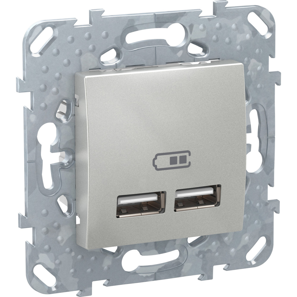 2 USB зарядное устройство, 2.1А, алюм