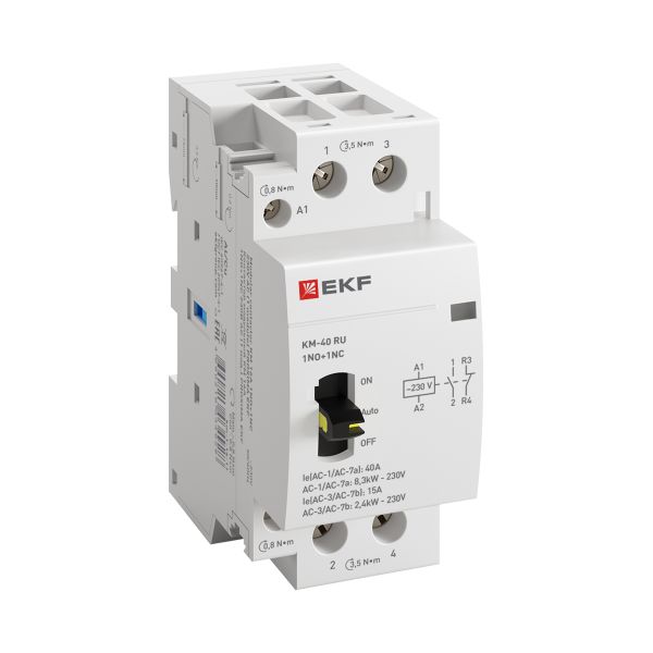 Контактор модульный КМ РУ 40А 1NO+1NC 230В АС (2 мод.) PROXIMA EKF
