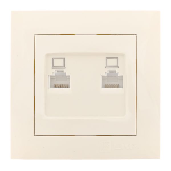 Валенсия розетка компьютерная RJ-45 2-местная кремовая EKF