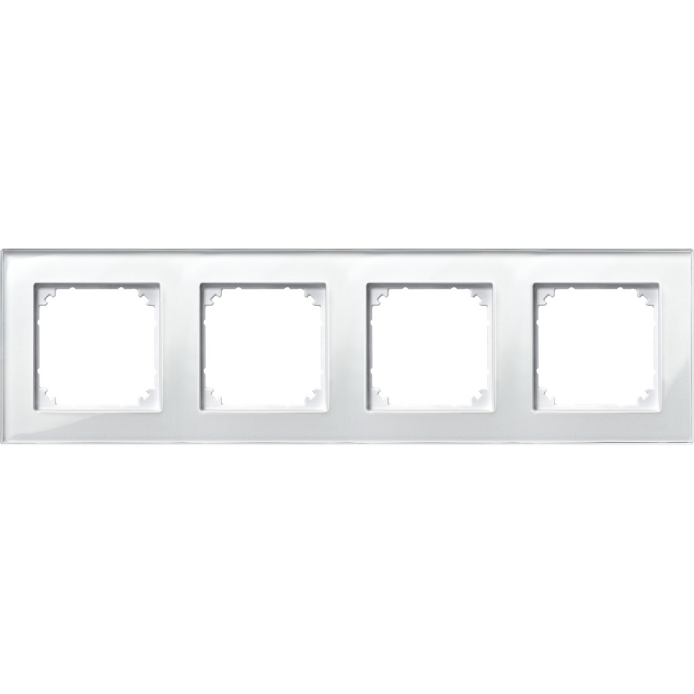 M-PLAN real glass frame, 4-gang, Brilliant white