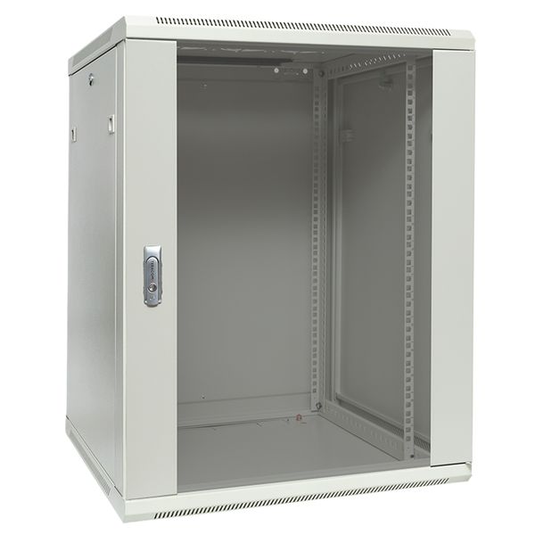 Шкаф настенный 19" TERACOM PRO 15U 600x600 мм дверь стеклянная с замком-ручкой серый