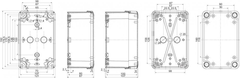 ПЛАСТИКОВАЯ КОРОБКА 192X121X87 PK-UL IP66