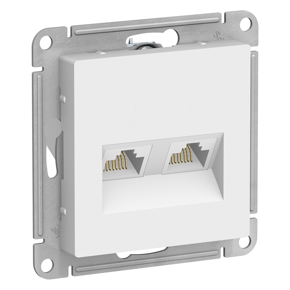 ATLASDESIGN РОЗЕТКА двойная компьютерная RJ45+RJ45, кат.5Е, механизм, БЕЛЫЙ