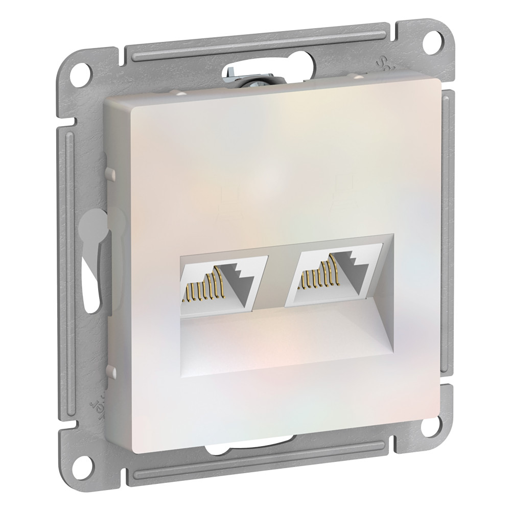ATLASDESIGN РОЗЕТКА двойная компьютерная RJ45+RJ45, кат.5Е, механизм, ЖЕМЧУГ
