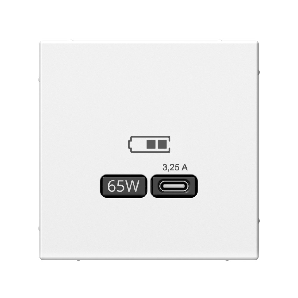 ARTGALLERY USB РОЗЕТКА тип-С 65Вт высокоскор.заряд. QC, PD, механизм, БЕЛЫЙ