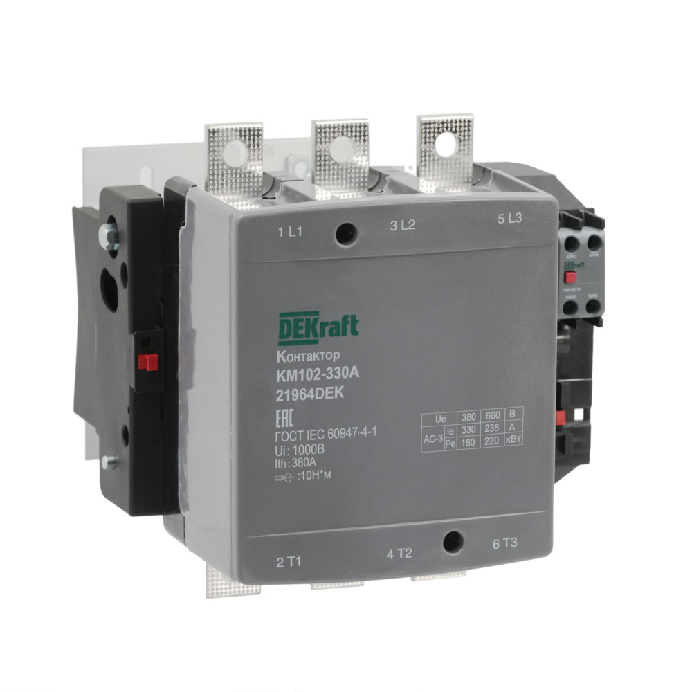 Контактор 330А 220В_АС АС3_ АС4 1НО+1НЗ КМ-102