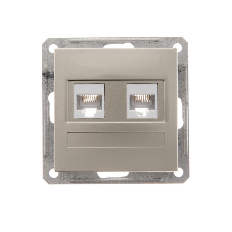 W59 РОЗЕТКА двойная компьютерная RJ45 кат.5Е, механизм, ШАМПАНЬ